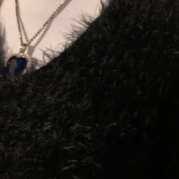 Love Tree Fuzzy Black Twist Knot Back Sweater - Picture 3 of 10